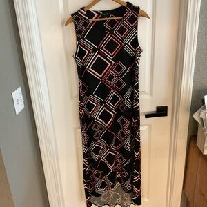 Alfani - Geometric Hi Lo Sleeveless Maxi Dress - Black - Ladies Size Small